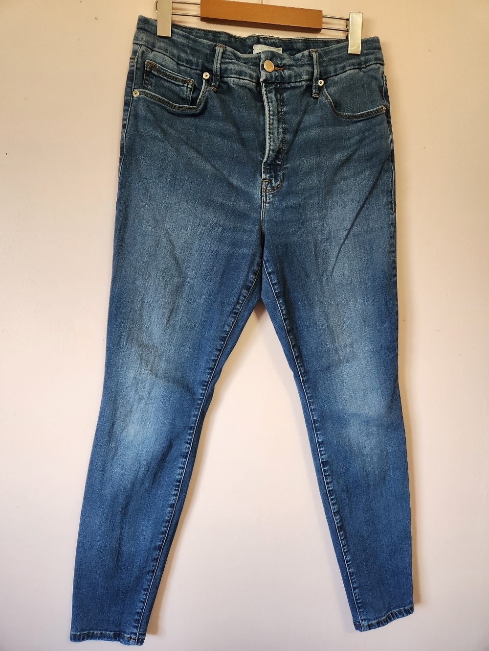 Good American Good Waist High Rise Skinny Jeans Blue796 Stretch 10 30 Chic Luxe